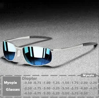 Gafas de sol polarizadas graduadas de Metal para miopía, gafas de sol para conducir con sombra azul, gafas para miopía terminadas, dioptrías Negativas