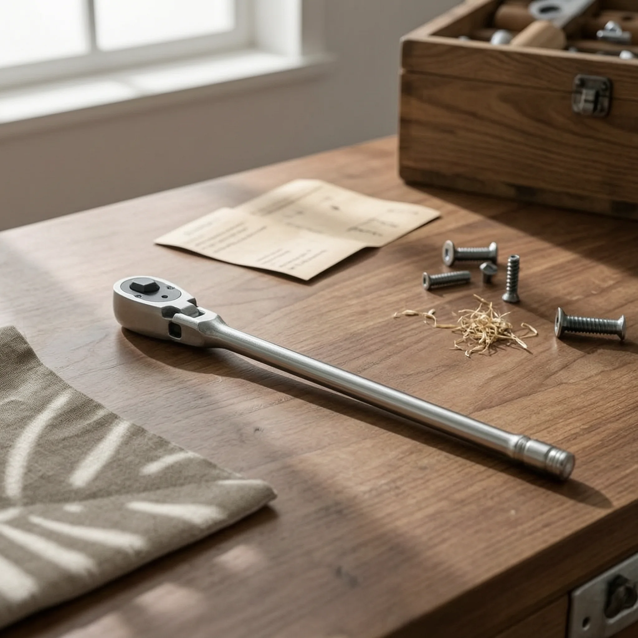 Ratcheting Wrench Straight-Shaft Ratchet Wrench Ratcheting Spanner Rust-Resistant Tool Drop-Forged for Mechanics
