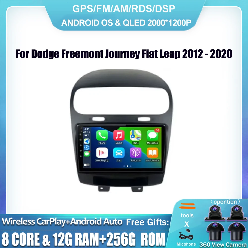 Android 14 Carplay Car Radio For Dodge Freemont Journey Fiat Leap 2012 - 2020 GPS Navigation Multimedia Video Player BT WIFI