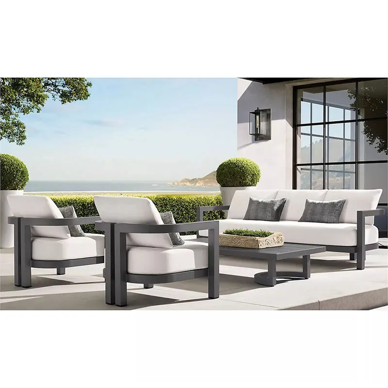 Patio Luxury Aluminum Outdoor Furniture All Weather Leisure Classic Metal Garden Sofa