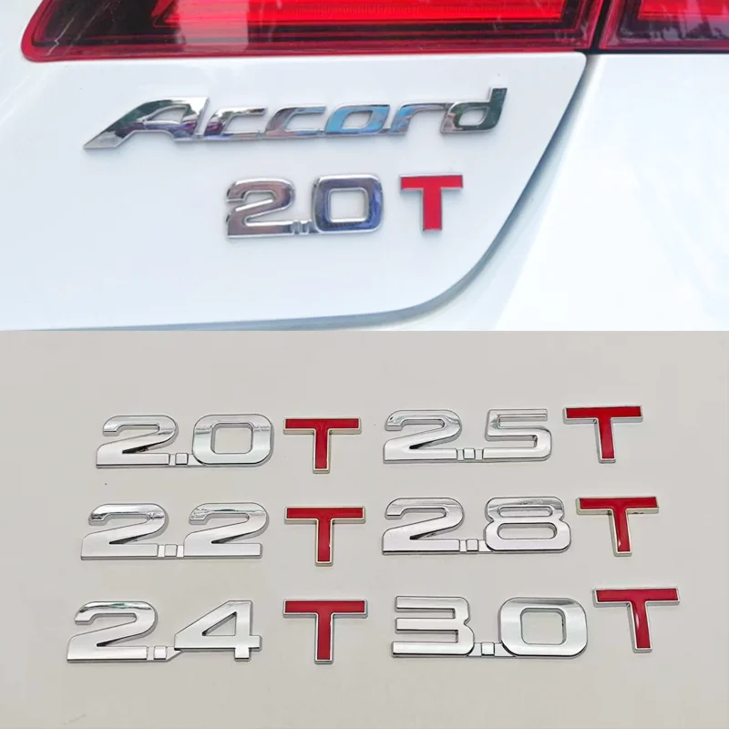 1 قطعة 2.0T 2.2T 2.4T 2.5T 2.8T 3.0T قسط سيارة معدنية ملصق الجانب الحاجز الخلفي الجذع شعار شارة الشارات لأي مركبة