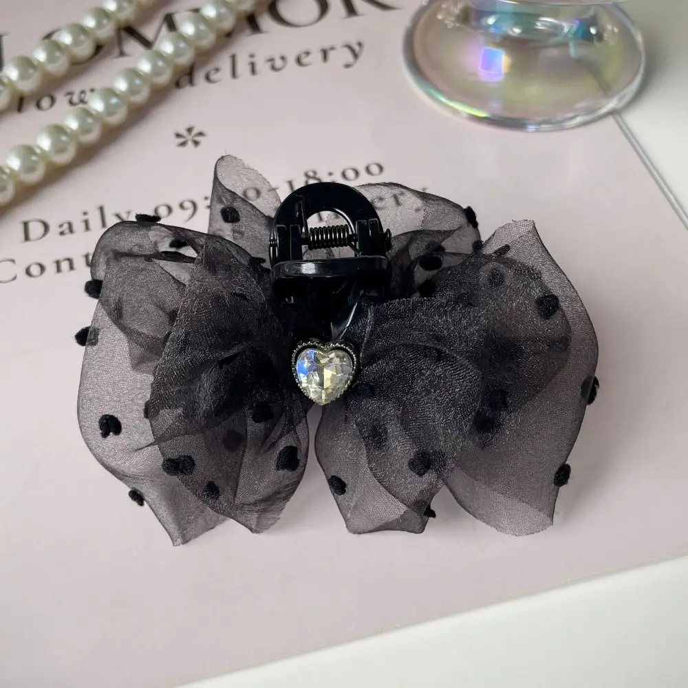 New Black Chiffon organza Hair Claw Clip Vintage Elegant Lace Bubble Hair Clip Barrette Korean Hair Accessory for Women Pan Hair