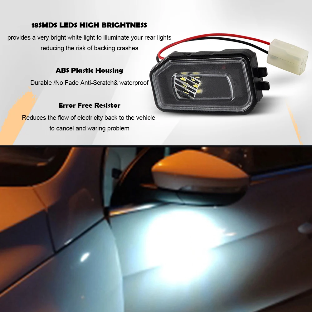 2Pcs White LED Under Side Mirror Light Puddle Lamp for Mercedes Benz GLC X253 X254 C253 GLB X247 CLS-Class C257 C217 Coupe W247