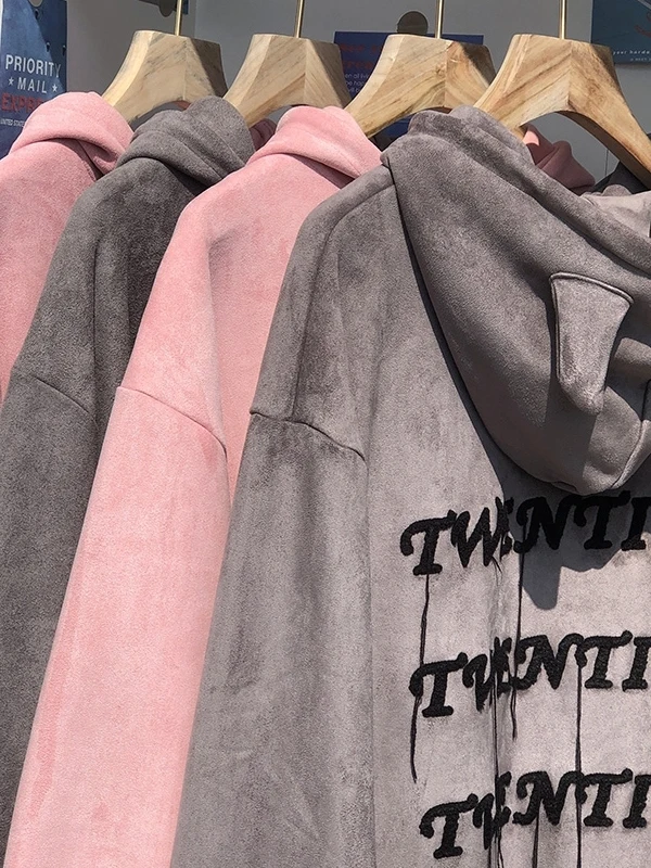 플러스 사이즈 300 파운드 미국 레트로 데빌 혼 후디 여성용 루즈 레이지 슬레 자켓 탑 가을 겨울 신상품