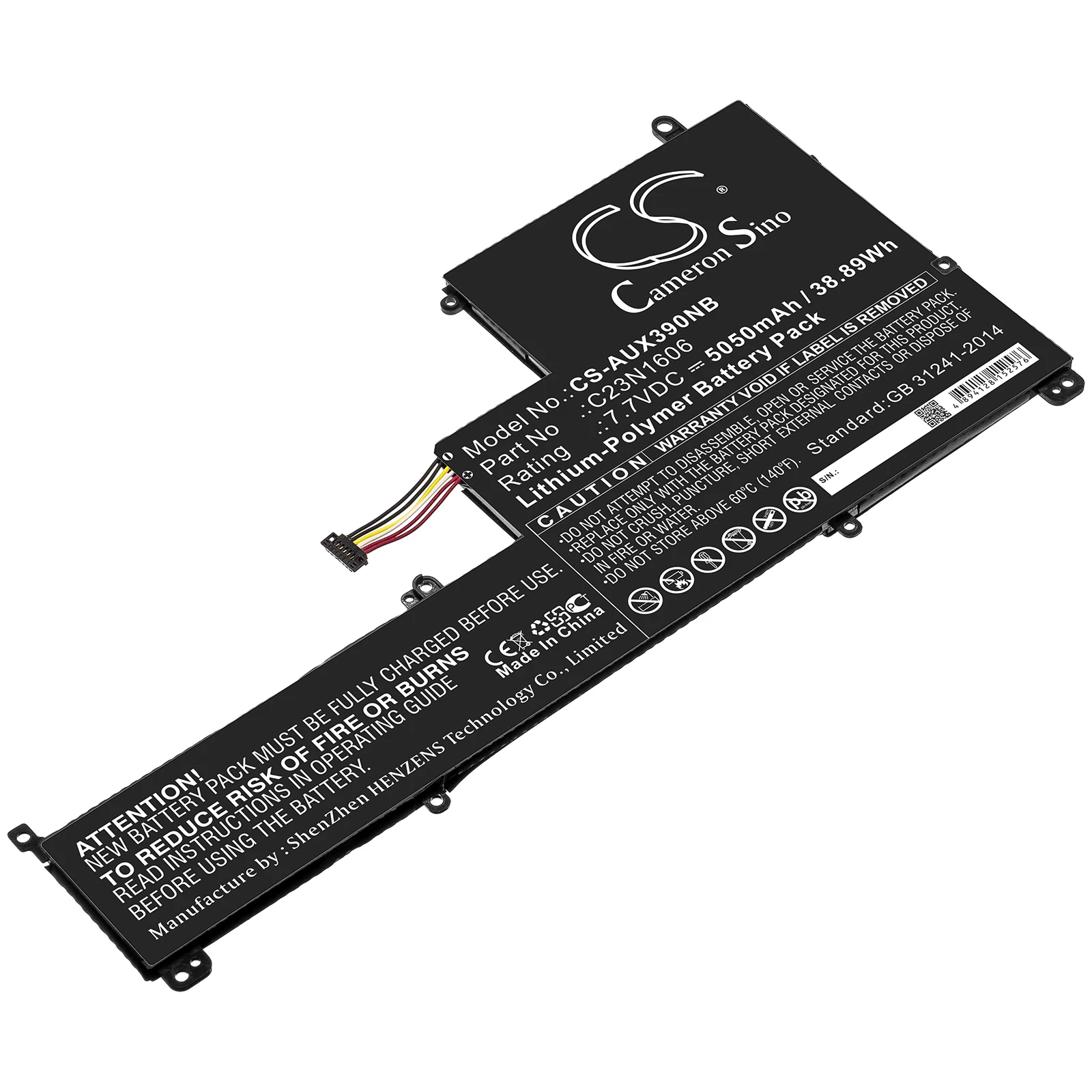 CS 5050MAh/38.89Wh แบตเตอรี่สำหรับ Asus UX390, UX390U, UX390UA, Zenbook 3 C23N1606