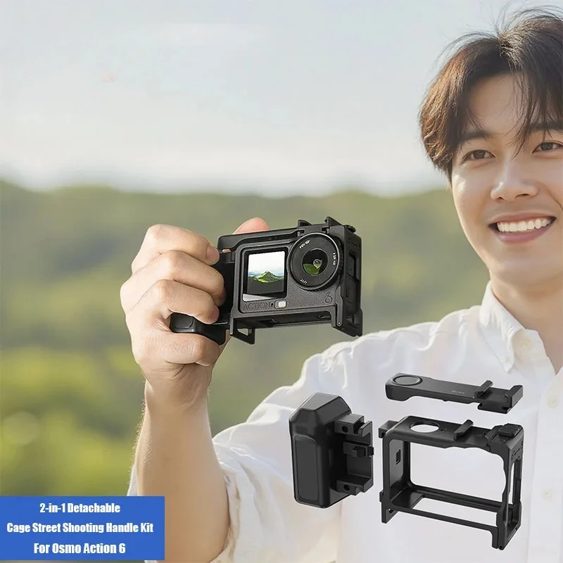 

LS Action 6 2-in-1 Detachable Rabbit Cage Street Shooting Handle Set Street Shooting Grip Protective Frame Camera Mount