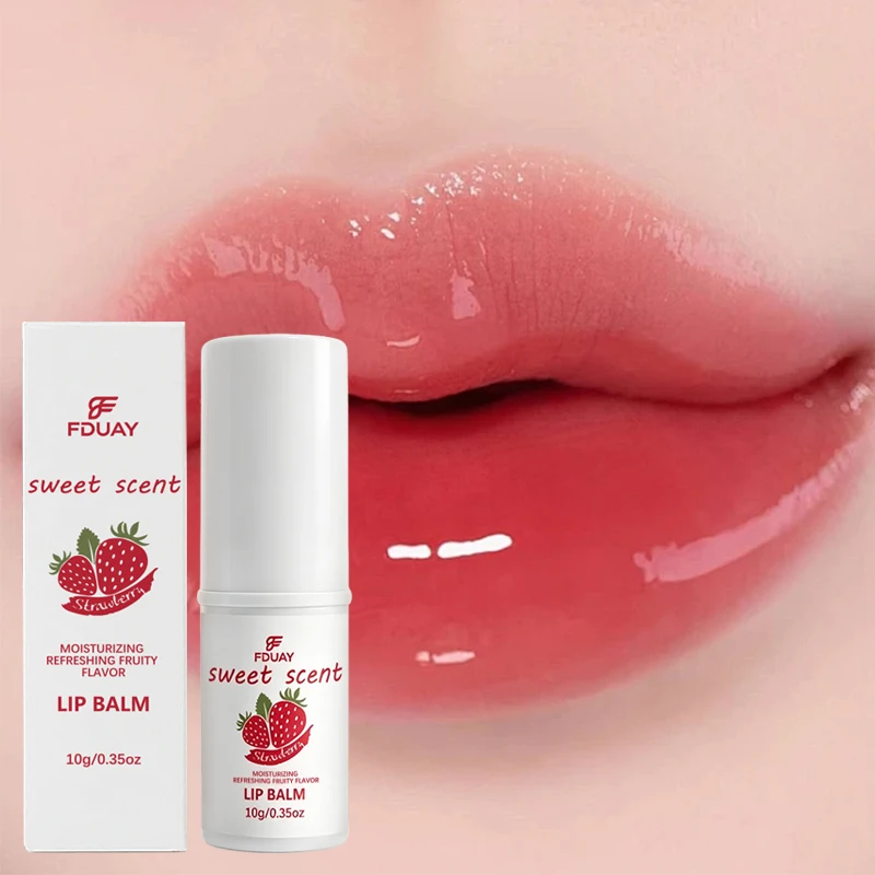 FDUAY Strawberry Lip Balm, Sweet Fruity Aroma, Moisturize Lips, Smooth Lip Lines, Comfortable Daily Lip Care
