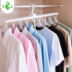 8 in 1 Creative Folding Clothing Wardrobe Storage Hanger Wardrobe organizer 1 button shrink thick hanger Plastic clothes hanging