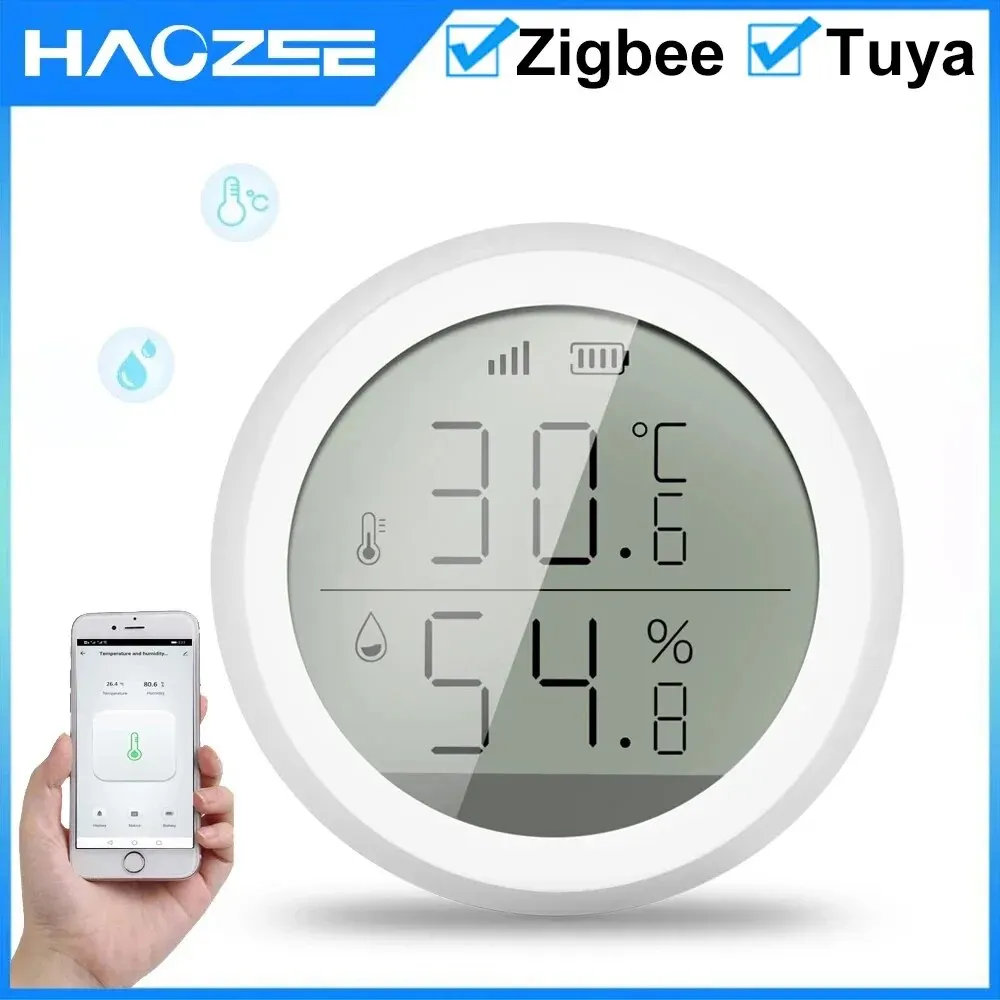 Tuya ZigBee Smart Home Temperature And Humidity Sensor With LED Screen Works With Google Assistant and Tuya Zigbee Hub