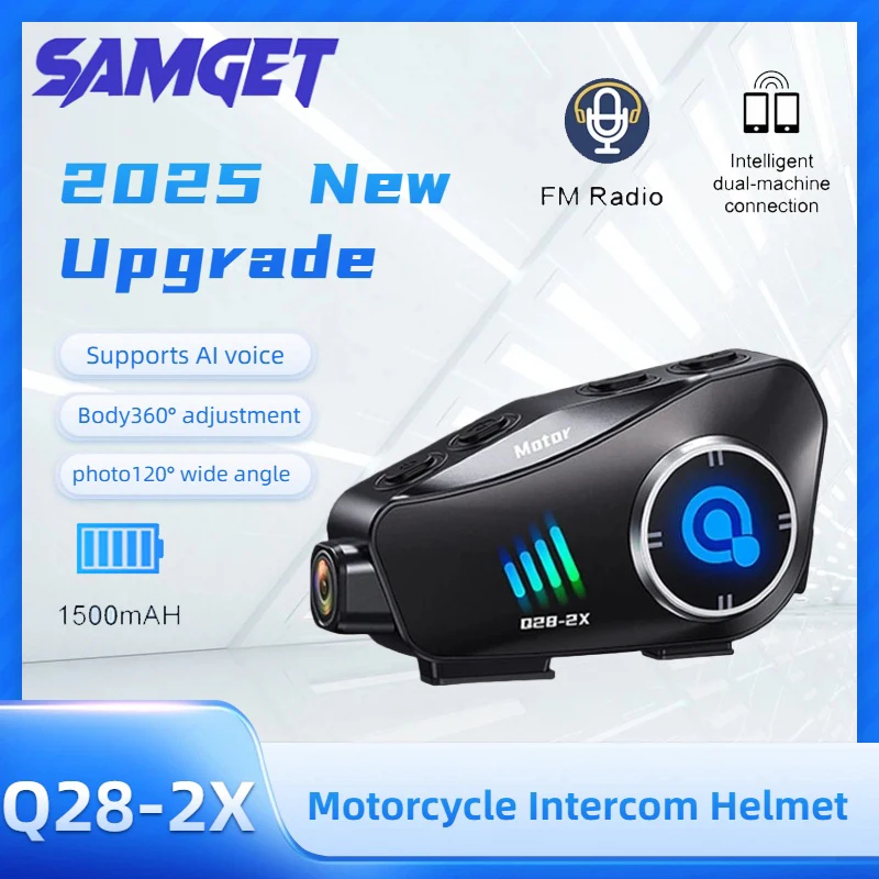 

Q28-2X мотоциклетный шлем Bluetooth-домофон водонепроницаемая гарнитура с 1080P HD рекордер для вождения беспроводная камера мото переговорный телефон