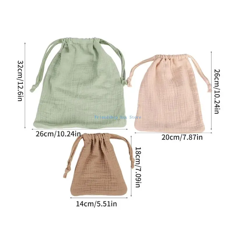 F1CB 3개의 탄성 클로저 코튼 파우치 세트 베이비 케어 용품을 위한 필수 가방 부드러운 원단으로 섬세한 소지품을 보호합니다