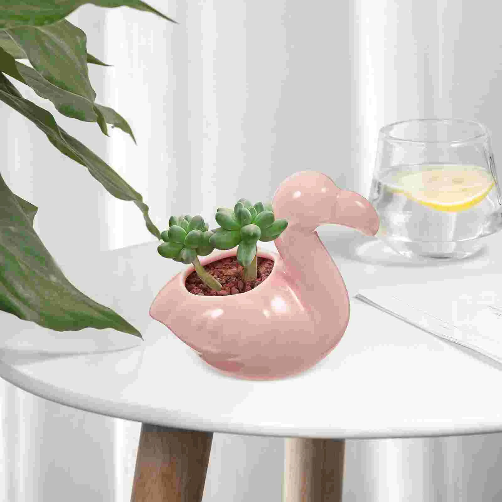 

2 Pcs Plant Pots Indoor Cartoon Flower Flamingo Succulent Planter for Plants Flowerpot Ceramic Pink