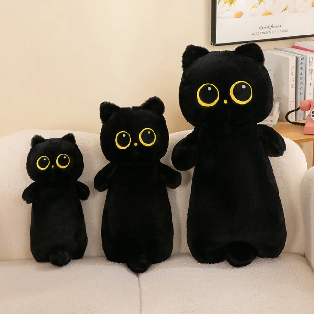 Creative Cartoon Black Siamese Cat Plush Simulation PP Cotton Long Giant Cats Plush Kawaii Fluffy Cat Stuffed Plushie Home Decor