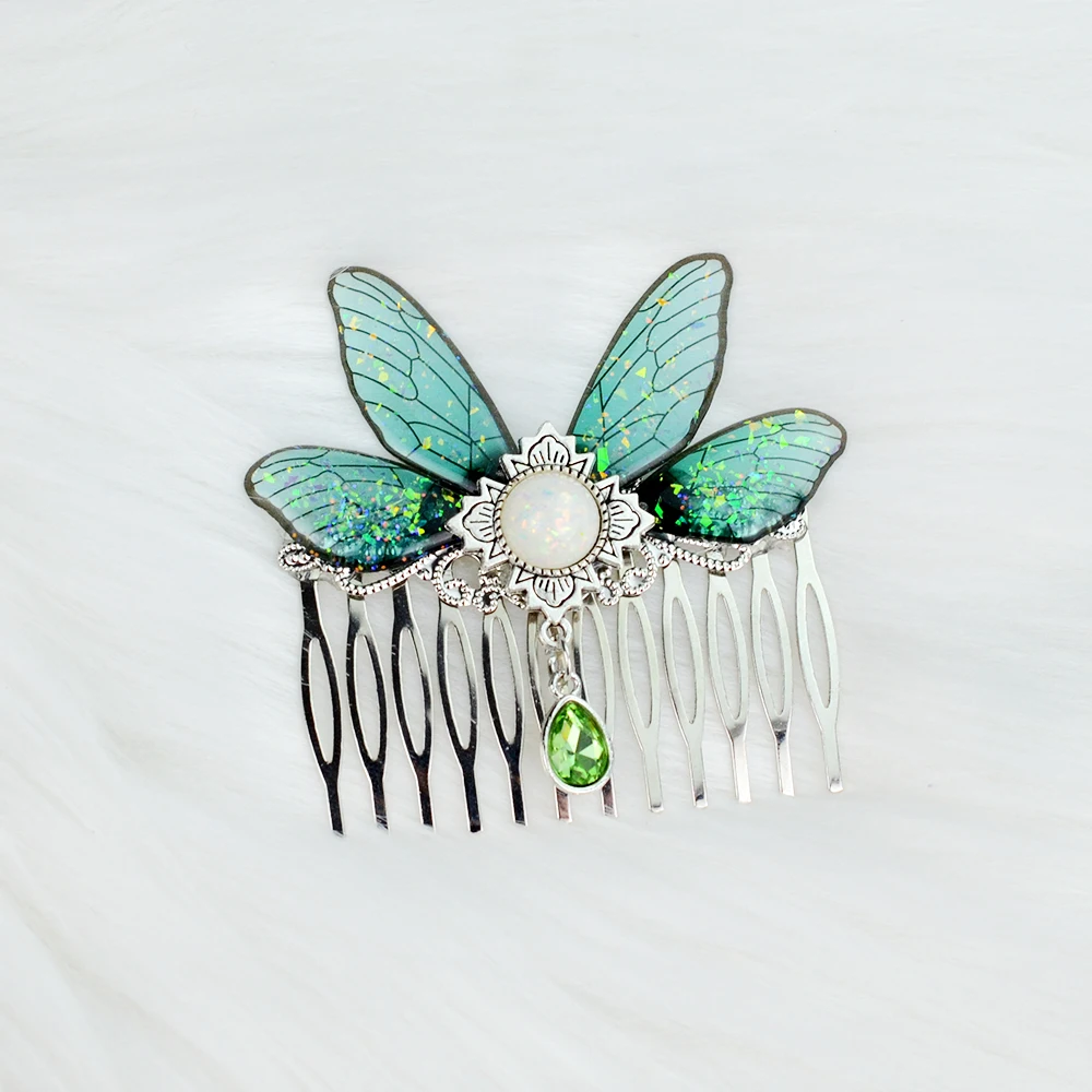 Fairy Butterfly Crystal Haircomb Woodland Elf Hairclip Pixie Hair Crowns Elvish Hair Jewelry for gift