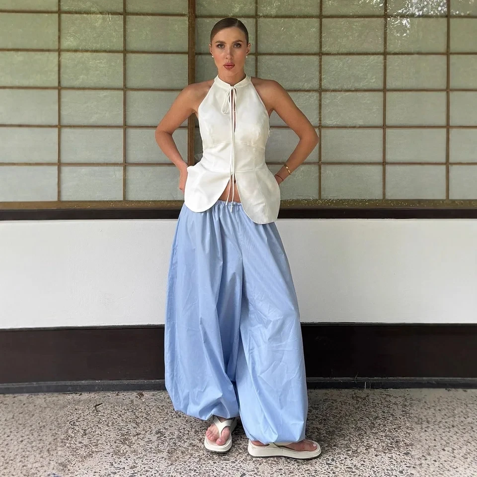 

2026 Autumn New Casual Cotton Bell Bottom Pants Women Multiple Colors Loose Wide Leg High Waist Lazy Street Trend Long Trousers