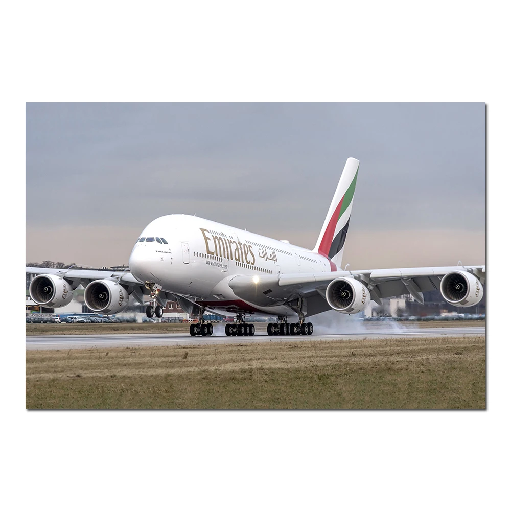 Wall Art 1 Piece Canvas Cloth Fabric Painting Airbus A380 Aircraft Airplane Poster Prints Picture Room Decor