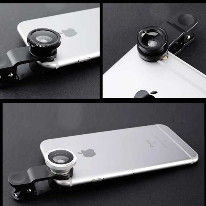 3in1 Fisheye Phone Lens 0.67X Wide Angle Zoom Fish Eye Macro Lenses Camera Kits With Clip Lens On The Phone For Smartphone