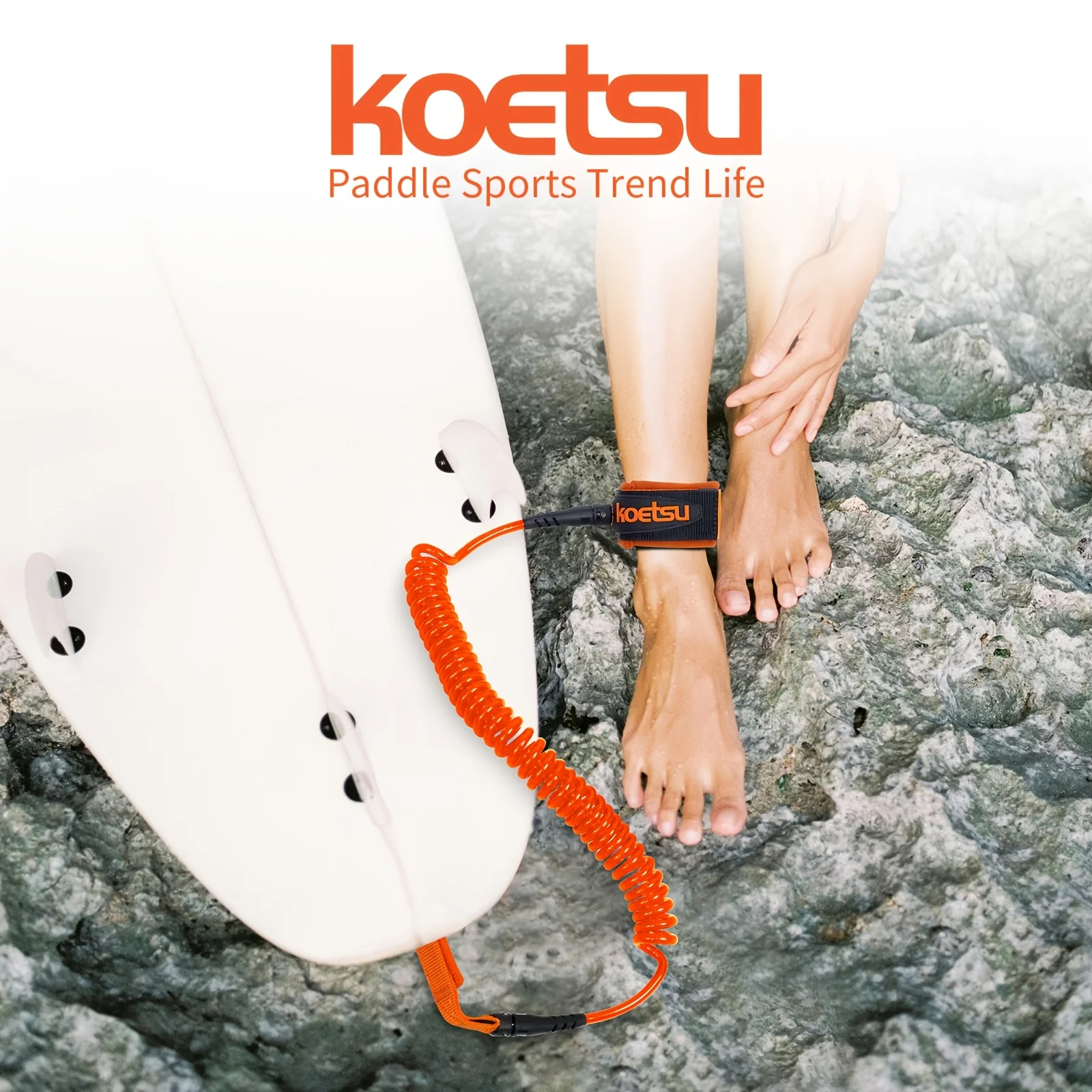 Surfboard Leash Ankle - KOETSU カラフルサーフボードアンクルリーシュ、7mm調整可能なTPUコード、スタンドアップパドルボード用