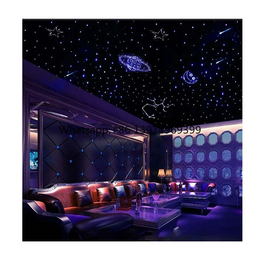 Hotel Lobby Interior Fiber Optic RGB Lighting Starry Star Ceiling Panel for Cinema Roof Ceiling Decoration