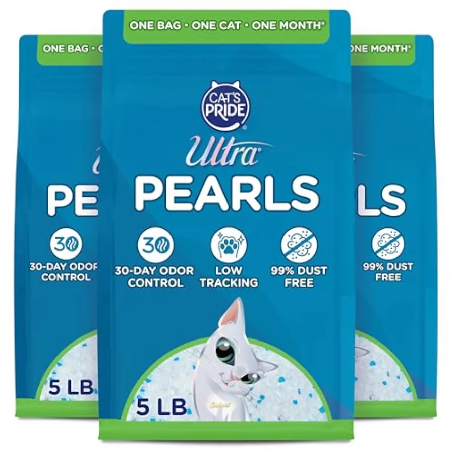 

Pearls Premium Cat Litter - 99.9% Dust Free Low Tracking Soft on Paws Fragrance Free - 15 Lbs. Total 3pk of 5 Lbs