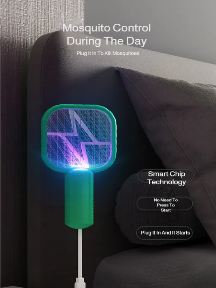 2-in-1 Portable Electric Mosquito Swatter with Base Night Light Hands-Free Automatic Mosquito Killer for Home Bedroom Parlor