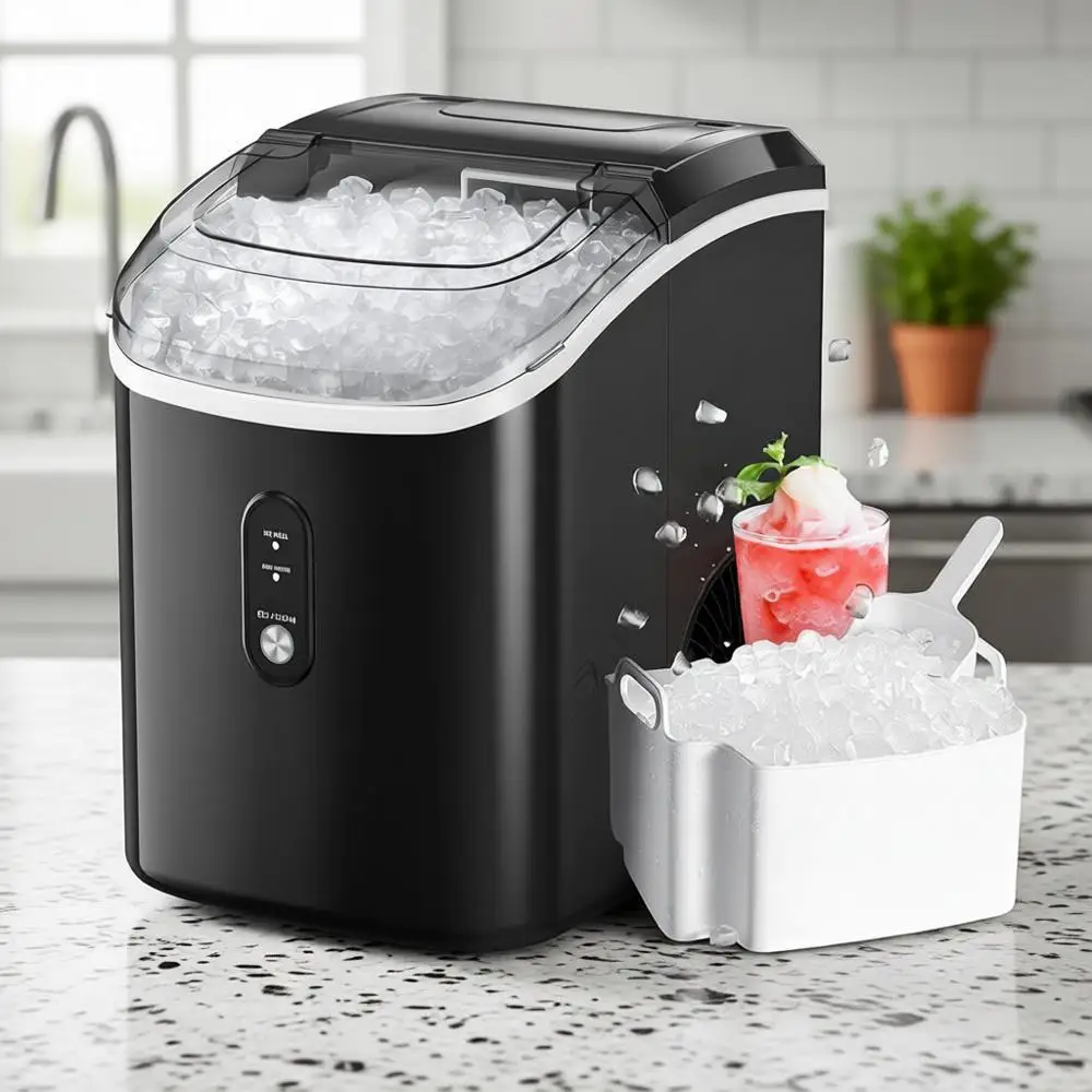 

Настольный льдогенератор с функцией самоочистки, производительность 33 фунта/24 часа, портативный, черный