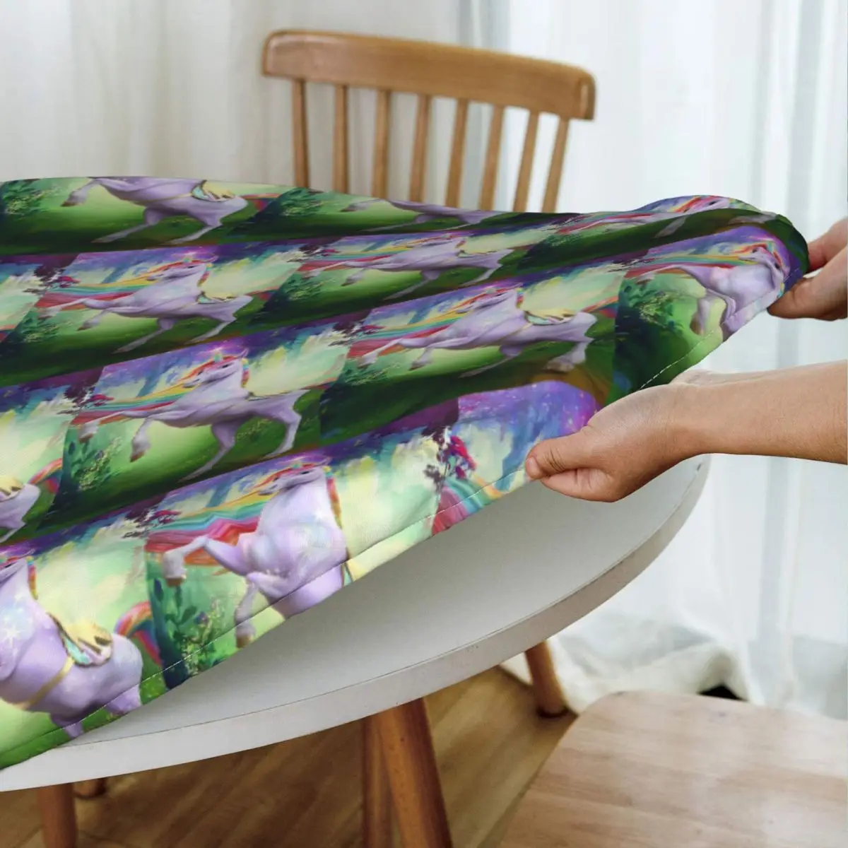 Unicorn Academy Waterproof Round Tablecloth Oilproof Table Cloth for Kitchen Events Dining Table Cover