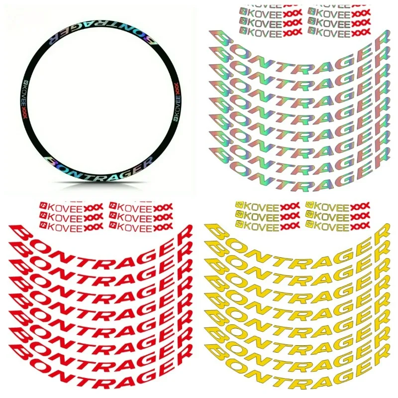 16PCS/SET Bicycle Wheel Rim Decals 9Pcs Curved Letter Design Waterproof Vinyl 6 Color Options for MTB Road Bike Decor