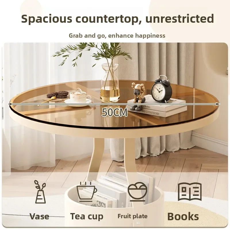 커피 테이블 라이트 럭셔리 록 슬랩 원형 소파 사이드 테이블 침실용 작은 테이블 발코니용 작은 원형 테이블