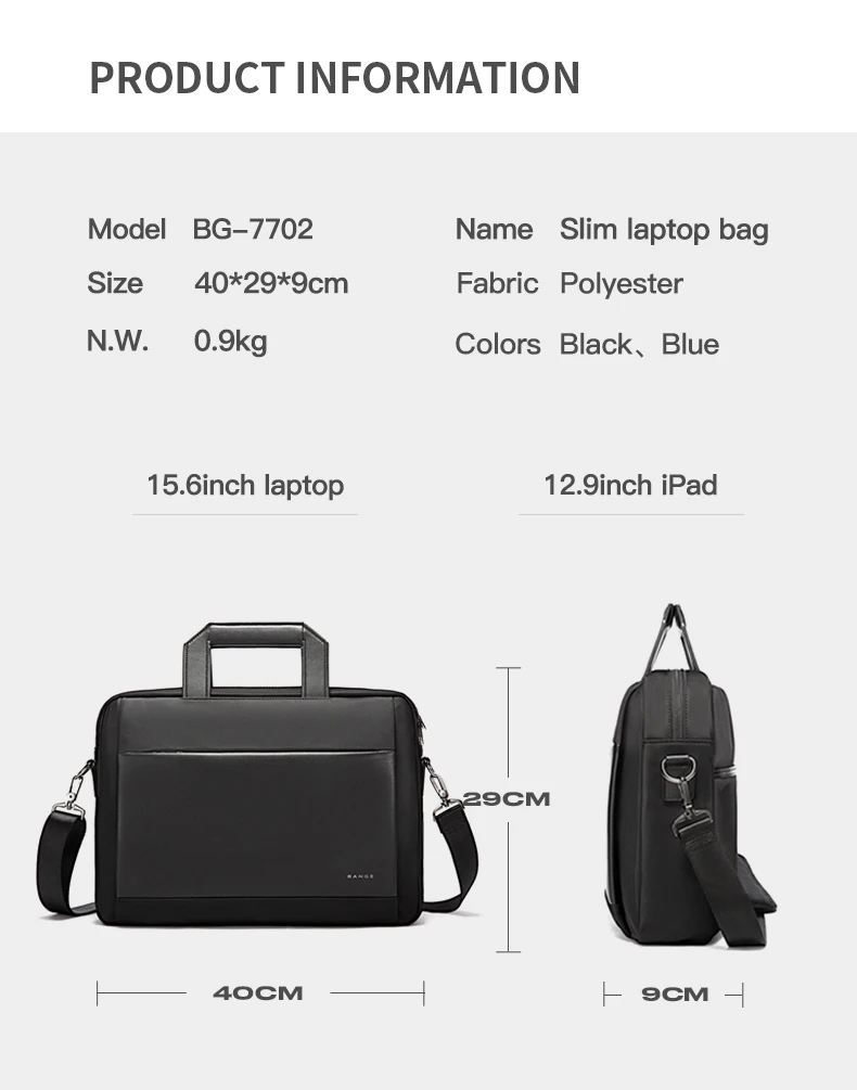Bange Briefcase for Men Laptop Bag Retro Travel Messenger Man Bags 15.6 in High Capacity Computer Shoulder Bag Male Briefcase