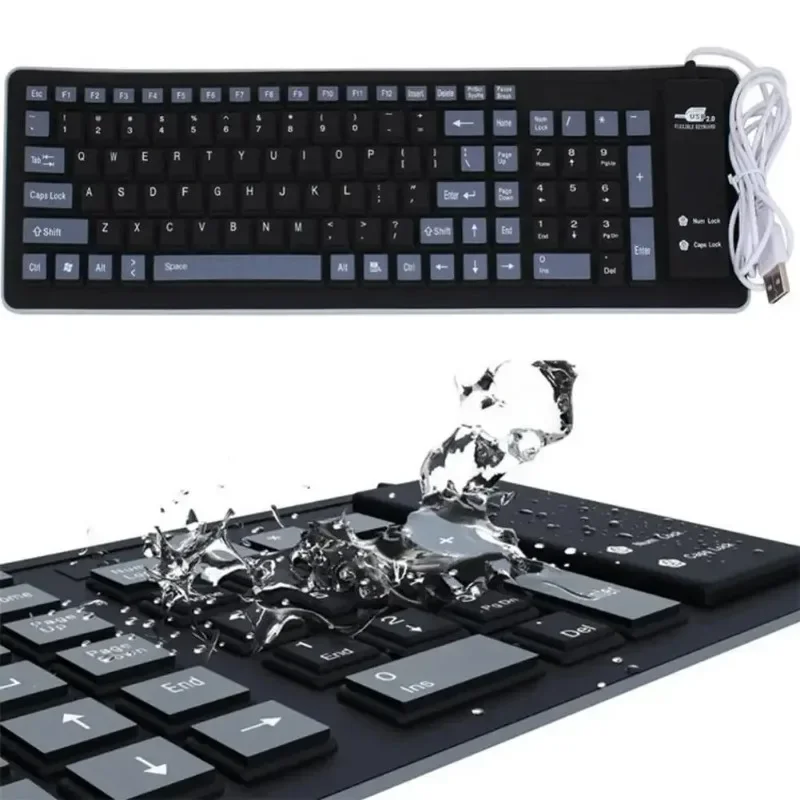 Convenient 103-key Portable Silent Foldable Silicone Keyboard Usb Flexible Soft Waterproof Roll Up Keyboard Connectable To Pc