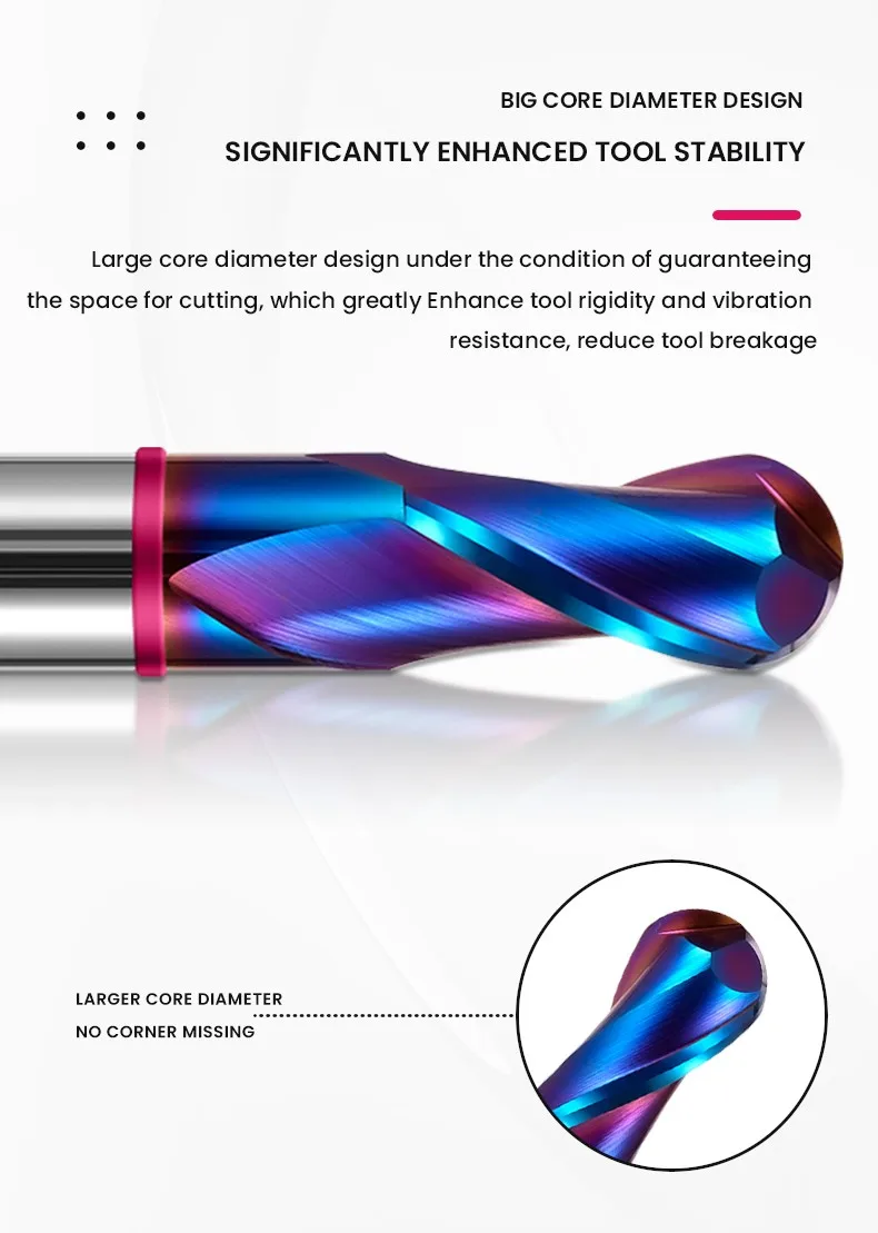 Shazam TGP-HRC70 2f farb kreis end fräser blau nano beschichtung wolfram stahl karbid fräser für cnc mechanische end fräser – Detail 3