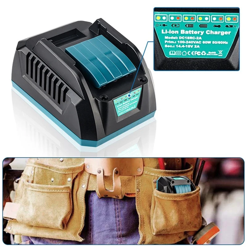 A04R For Makita Lithium Battery Portable Quick Charger DC18RC Suitable Power Tools 14.4-18V 60W 2A BL1820B/BL1830B/BL1840B