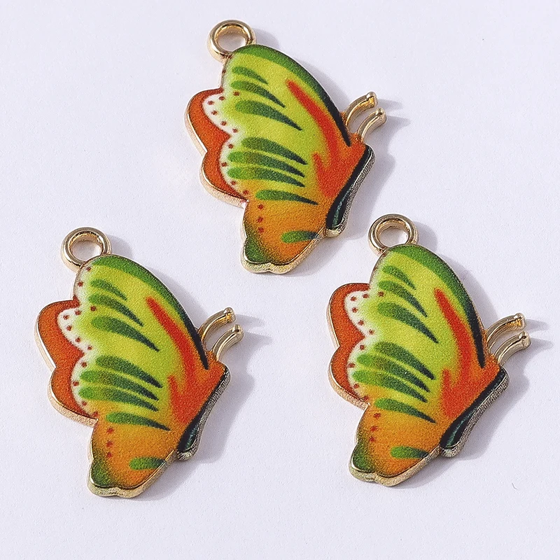 10 Stück 16x34mm Niedliche Bunte Emaille Fliegende Schmetterling-Anhänger für Schmuckherstellung, Halsketten, Ohrringe, DIY-Bastelzubehör – Detail 4
