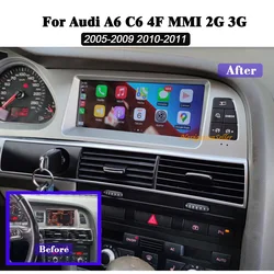 VIGOHI Android 128GB CarPlay For Audi A6 C6 4F 2005-2011 MMI 2G 3G GPS Car Multimedia Player GPS Navigation Auto Radio Stereo