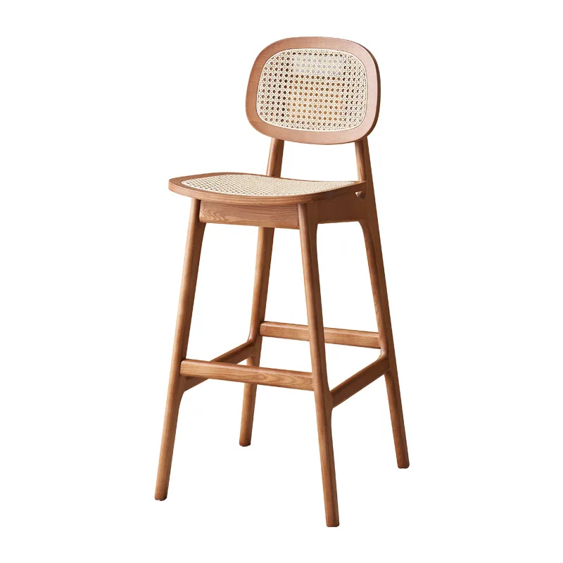

Nordic, rattan, solid wood, bar chair, household, simple, backrest, ash wood, high chair