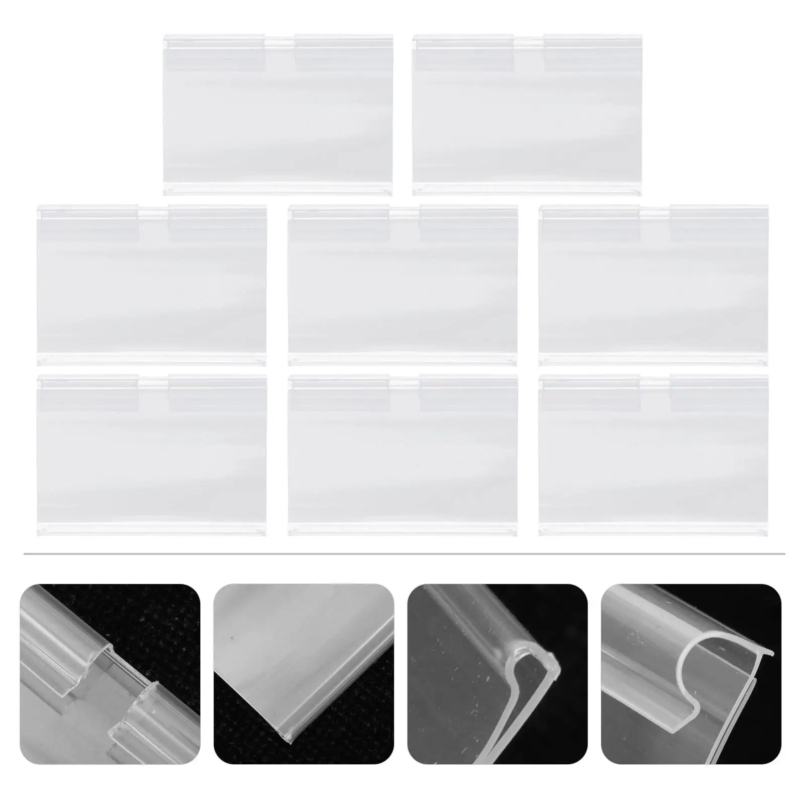 60 Pcs Price Tag Holder Clear Transparent PVC Retail Supermarket Label Display Easy Install Shelf Practical