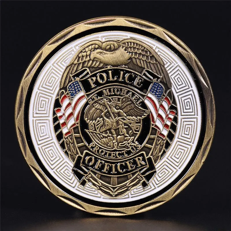 1pcs Michael Police Officer Badge Patron Saint Commemorative Challenge Coin Art Approx.4cm/1.57in For Party Favors