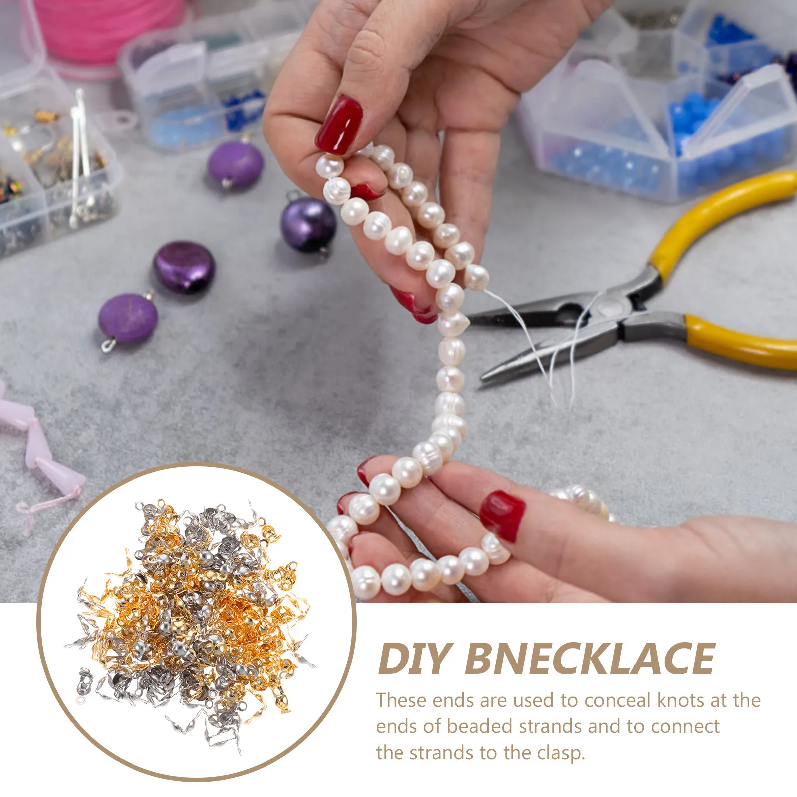 

Набор из 200 металлических заглушек для концов ювелирных изделий, заглушки для узлов, для изготовления ожерелий и браслетов, фурнитура для рукоделия