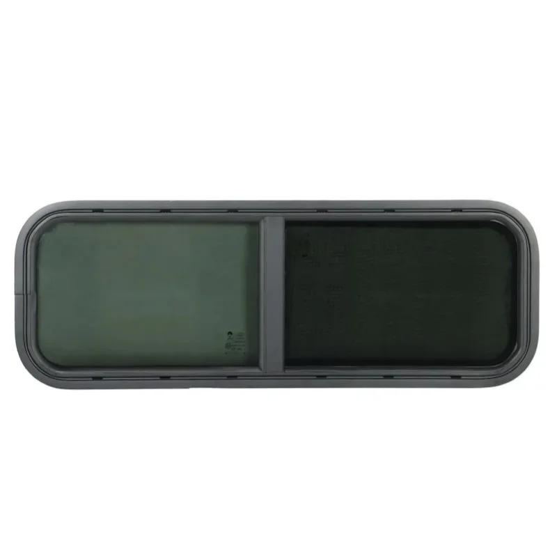 900x300mm Round Angle Sliding RV Window Black Tempered Glass Shade Window for Camper Trailer Glass RV Sliding Window