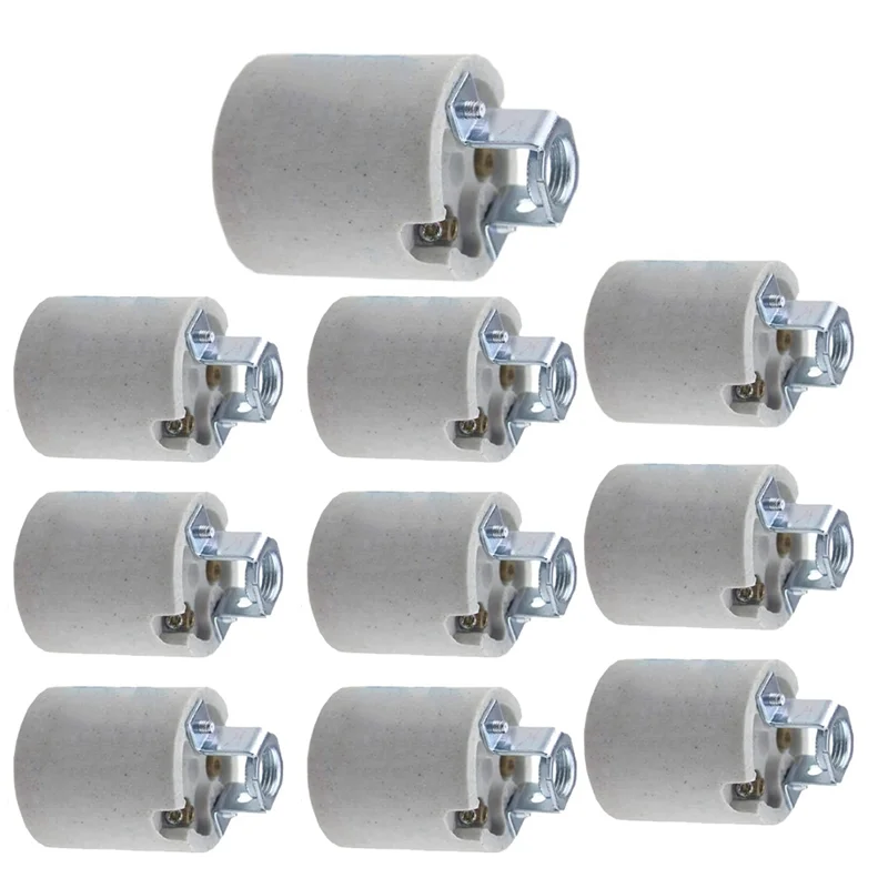 

YLS-E26 Bulb Holder 10Pcs Standard Medium Screw Base Socket For Hot Halogen Bulb No Wire Included