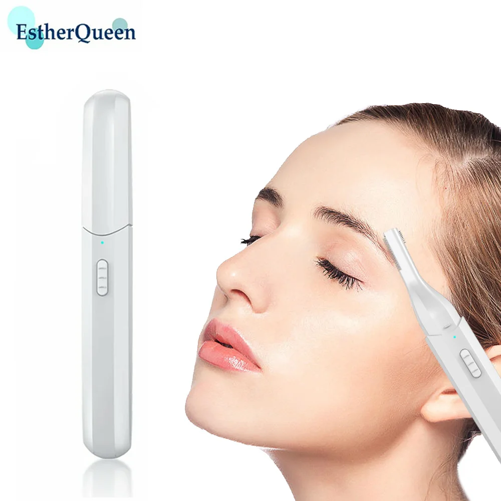 EstherQueen Multi-purpose USB Eyebrow Trimmer Rechargeable Makeup Beauty Painless Hair Shaver Portable Facial Hair Razor Blades