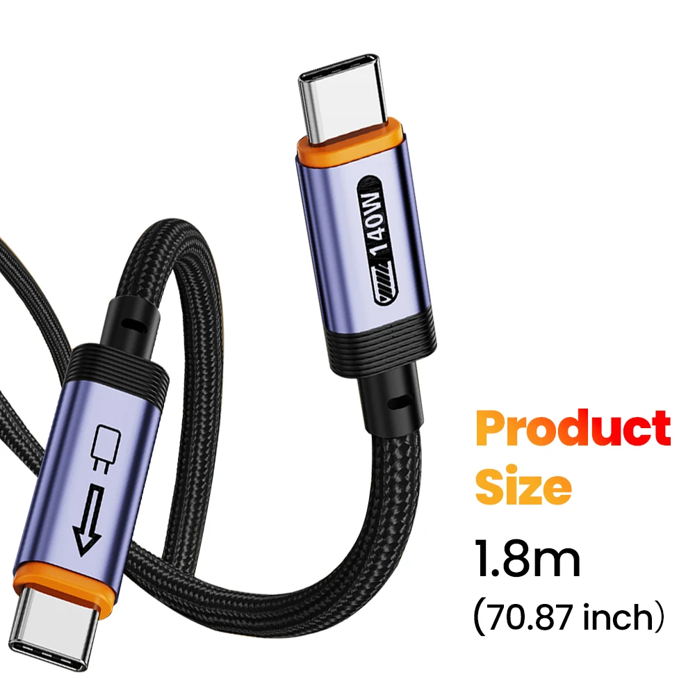 Elough 140W Dual Type C كابل بيانات الهاتف المحمول ذو البروتوكول الكامل شحن سريع للغاية لهاتف iphone Samsung Huawei Oppo Xiaomi كابل شحن