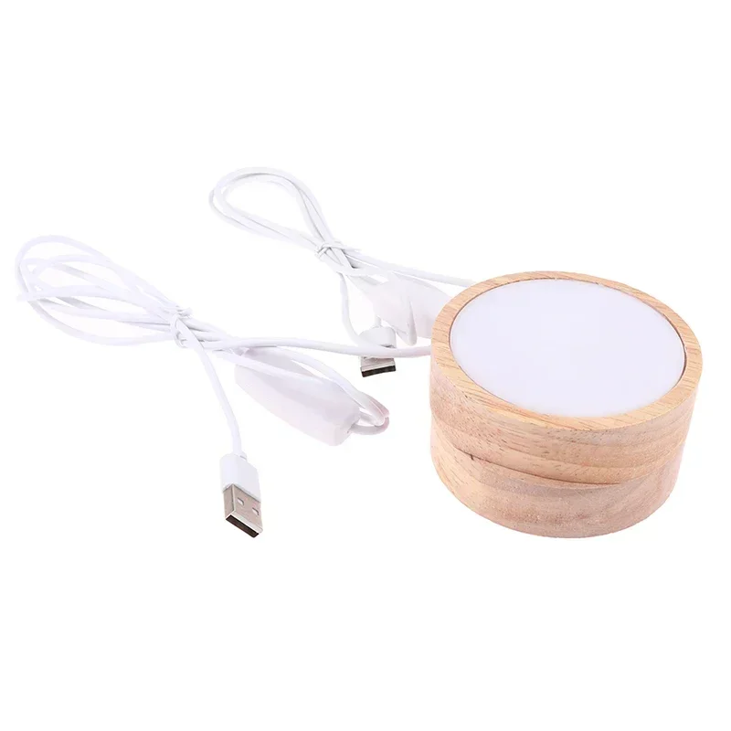 6/8/10CM LED Night Light with Wood Base DIY Resin Wine Bottle Decor Table Lamp Glass 3D Decorative Ball Acrylic Decoration