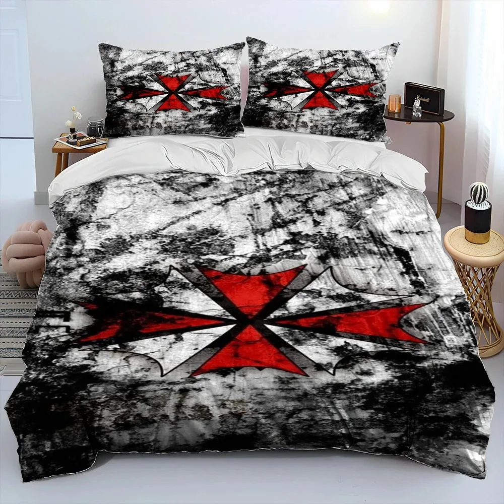 3D R-Resident Evil Games Gamer Comforter Bedding Set,Duvet Cover Bed Set Quilt Cover Pillowcase,king Queen Size Bedding Set Kid