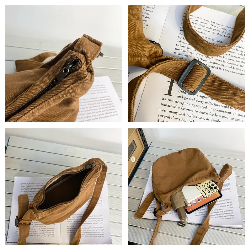 Vintage Canvas Women's Bag Unisex Messenger Bag Y2K Shoulder Cross Bag Travel Eco Bag Korean Shopper Satchel Murse Daily Handbag