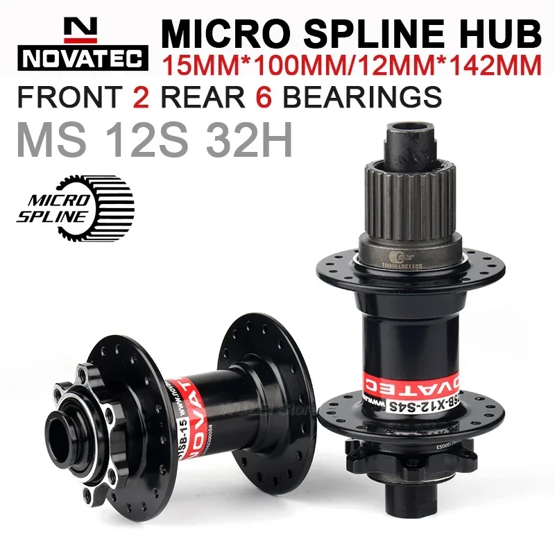 Novatec 32h Hole Mtb Hub K7 Rear Bearings Cubes Micro Spline Boost 12 Speed Mountain Bike Hubs for Shimano M6100 M7100 M8100 12S