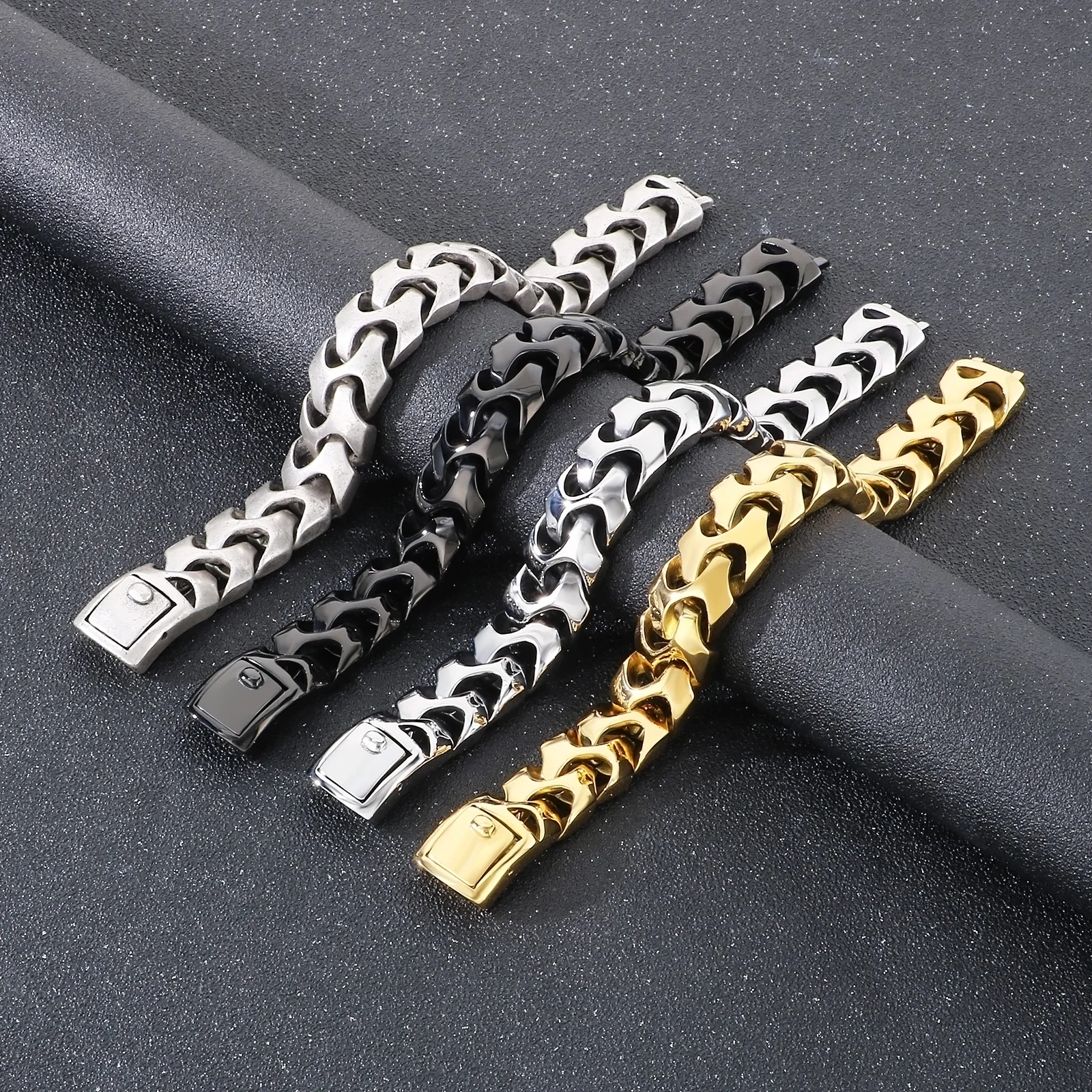 Fongten Fongten Retro Twisted Braid Men Bracelet Silver Color Stainless Steel Wristband Bangle Bracelets For Men Jewelry ﻿