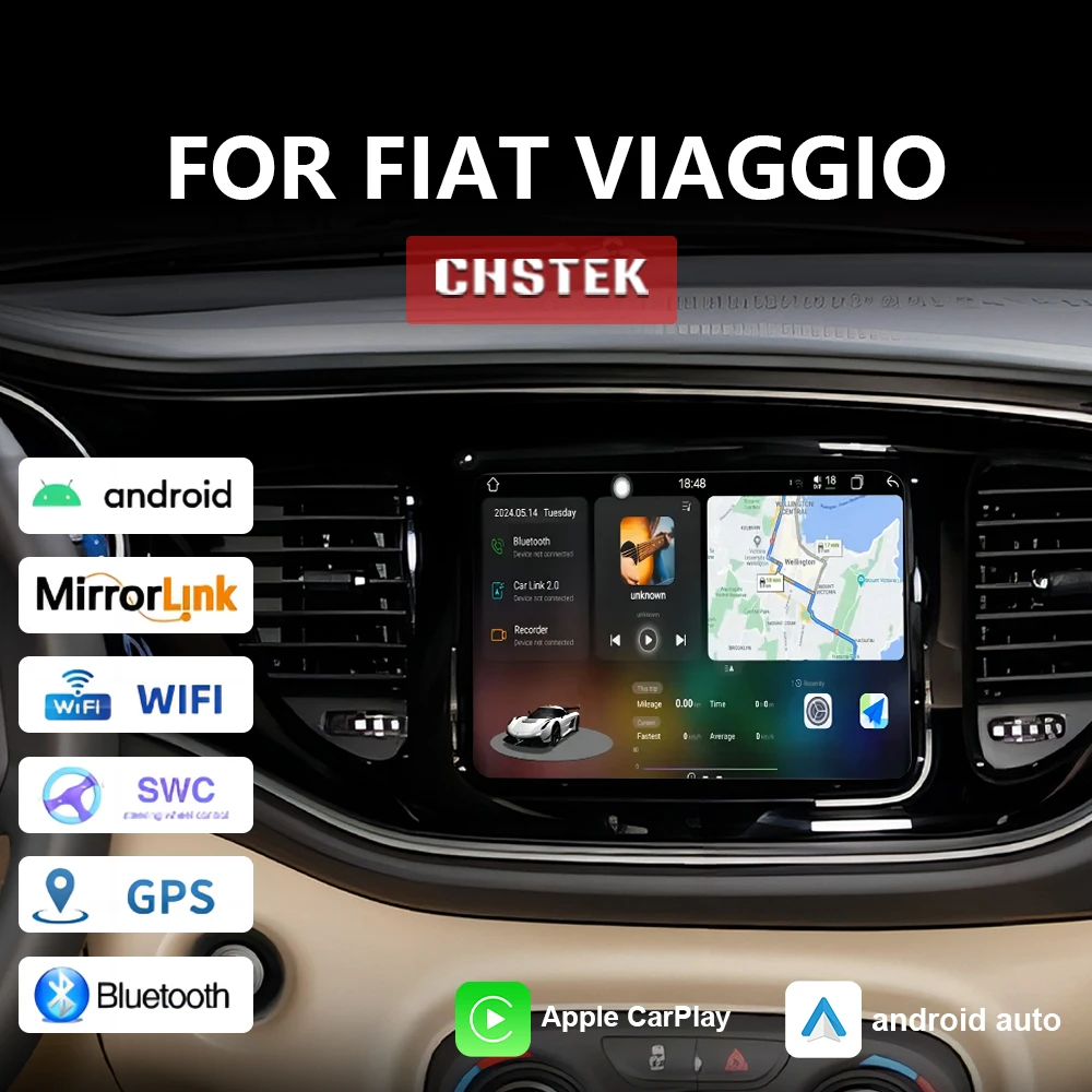

CHSTEK Car Radio Android 13 Carplay Qualcomm Auto Stereo for Fiat Viaggio Multimedia Player Navigation 12+256G Bluetooth WIFI 4G