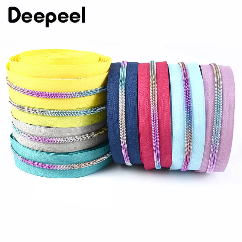 2/4/10Meters 5# Nylon Zipper Tape Rainbow Decorative Bulk Zippers Bag Clothes Jacket Repair Kits DIY Sewing Closures Accessories